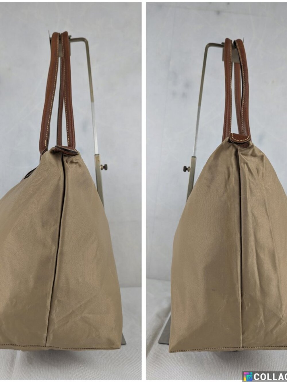 Longchamp Le Pliage Tote Bag Beige - Nylon/Leather - Authentic - Ready To Ship - Picture 7 of 15